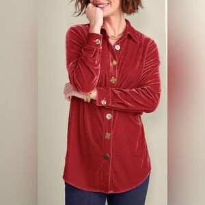 Soft Surroundings Filigree Velvet Boyfriend Shirt
